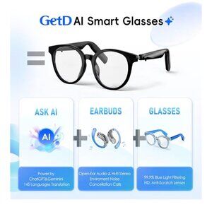 Getd Square Classic Crystal AI Smart Glasses with camera